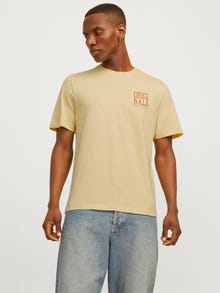 Jack & Jones Nadruk Okrągły dekolt T-shirt -Italian Straw - 12255079