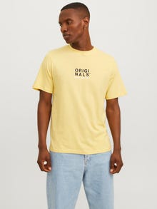 Jack & Jones Nadruk Okrągły dekolt T-shirt -Italian Straw - 12255080