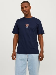 Jack & Jones T-shirt Stampato Girocollo -Navy Blazer - 12255080