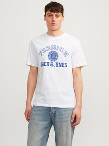 Jack & Jones Nadruk Okrągły dekolt T-shirt -White - 12255163