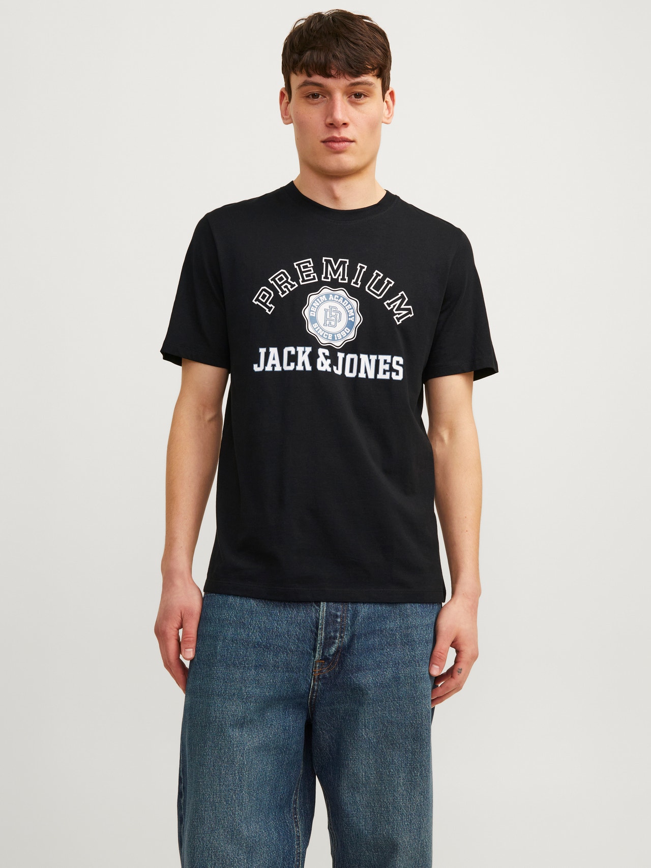 Jack & Jones Trükitud Ümmargune kaelus T-särk -Black - 12255163