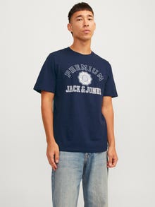Jack & Jones Gedruckt Rundhals T-shirt -Navy Blazer - 12255163