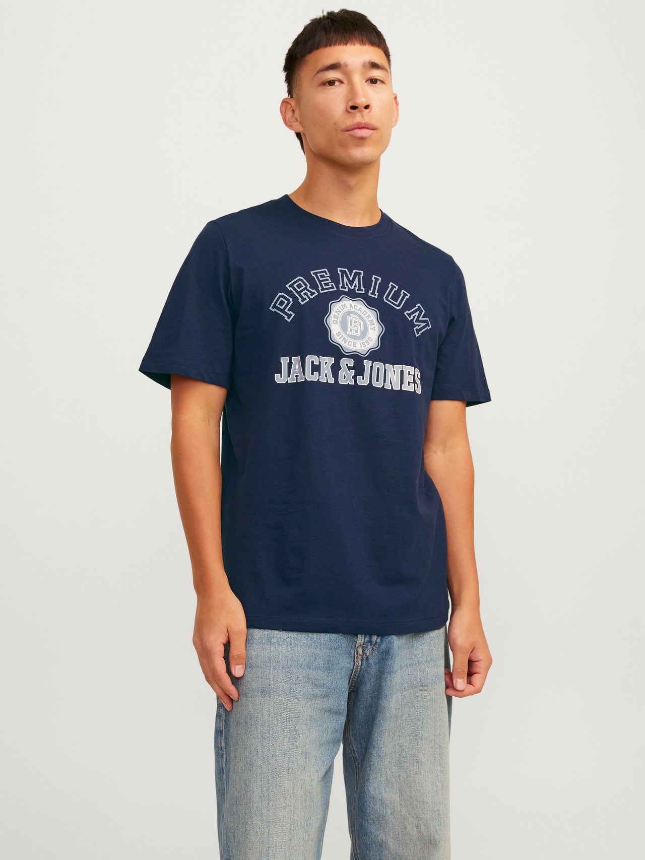 Jack & Jones Printet Crew neck T-shirt -Navy Blazer - 12255163