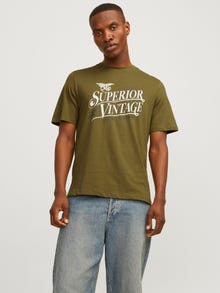 Jack & Jones Tryck Rundringning T-shirt -Fir Green - 12255163