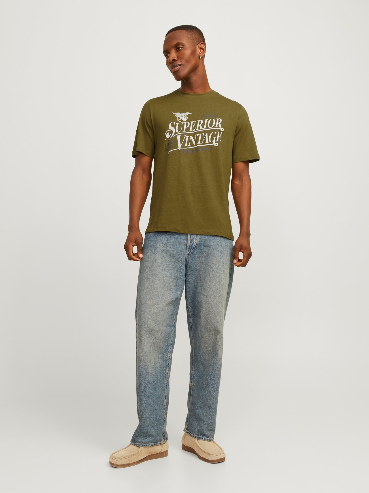 Jack & Jones Tryck Rundringning T-shirt -Fir Green - 12255163