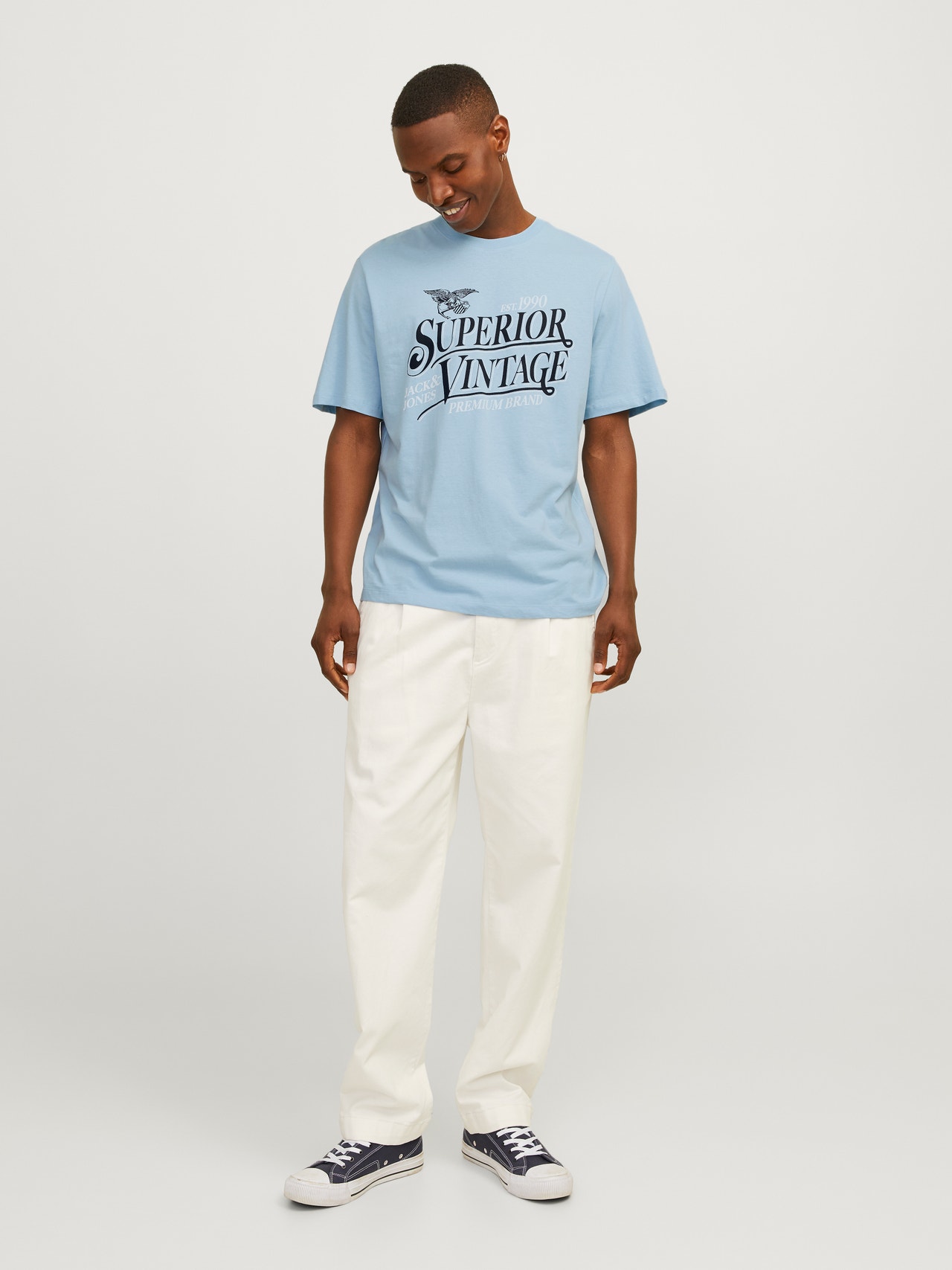Jack & Jones Nadruk Okrągły dekolt T-shirt -Cerulean - 12255163