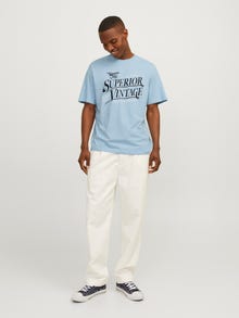 Jack & Jones T-shirt Estampar Decote Redondo -Cerulean - 12255163