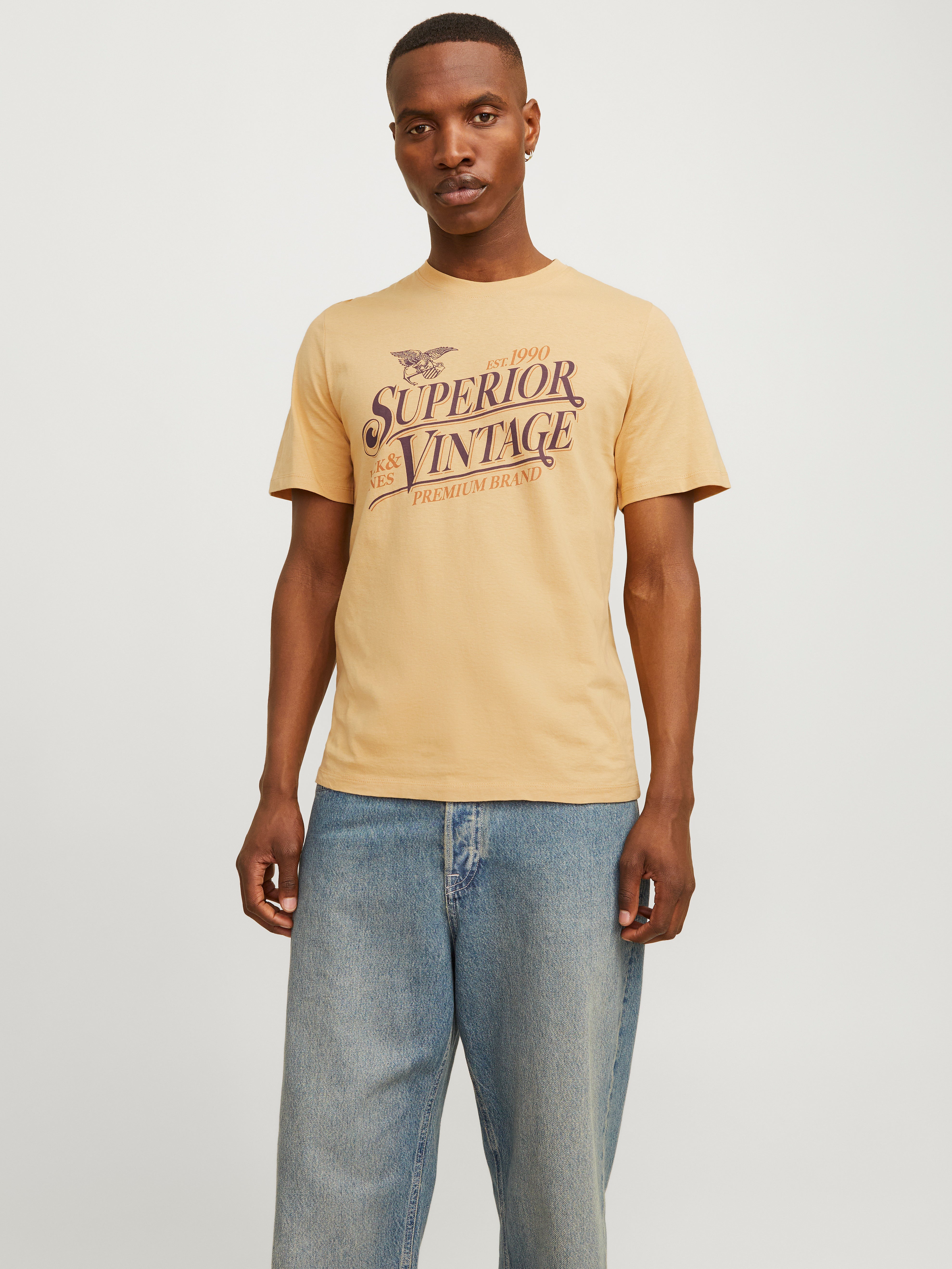 Jack & Jones Printed Crew neck T-shirt -Sand - 12255163