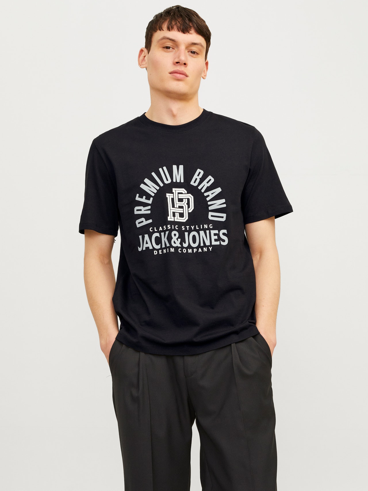 Jack & Jones Bedrukt Ronde hals T-shirt -Black - 12255165