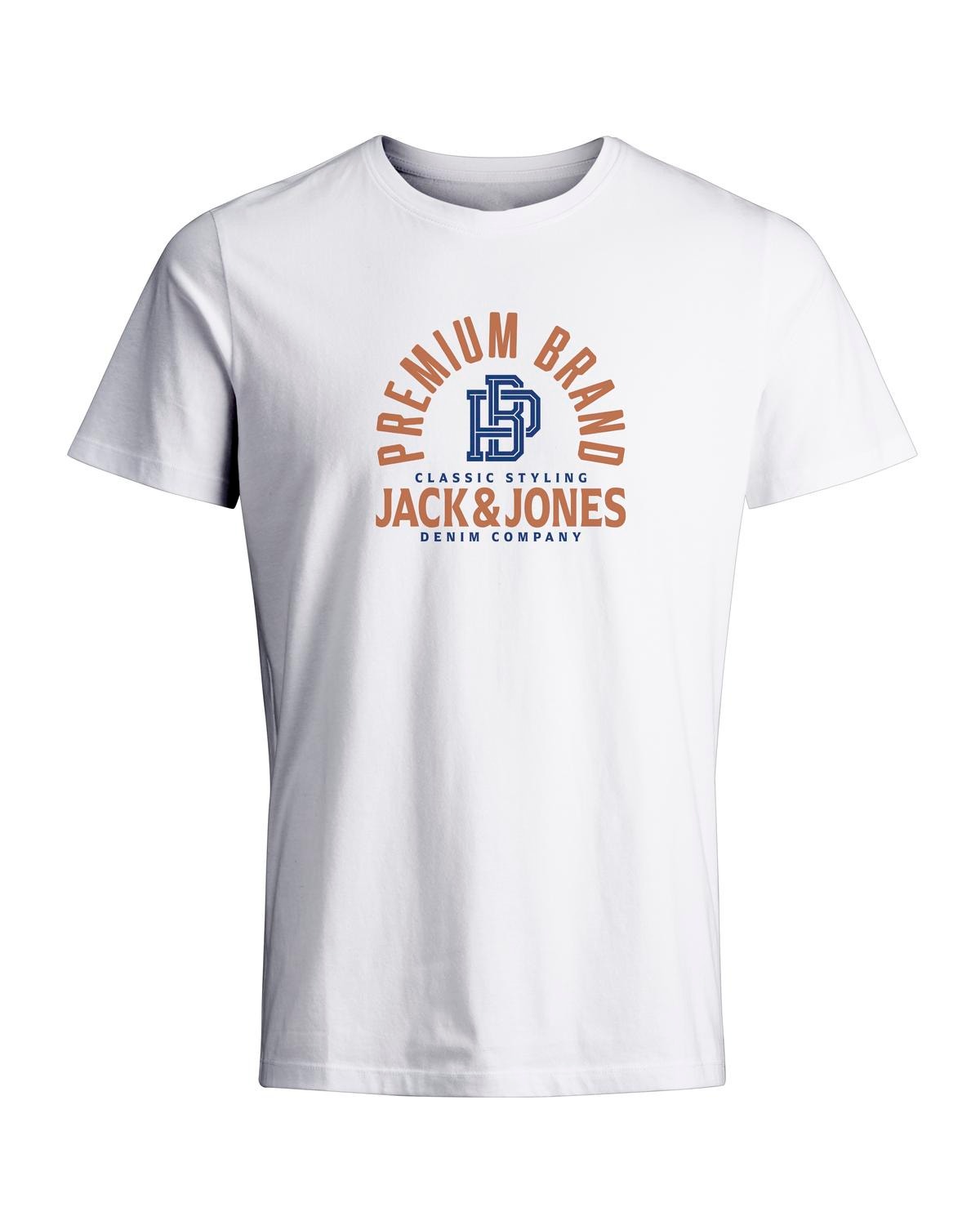 Jack & Jones Gedrukt Ronde hals T-shirt -White - 12255165