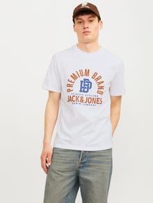 Jack & Jones Gedrukt Ronde hals T-shirt -White - 12255165