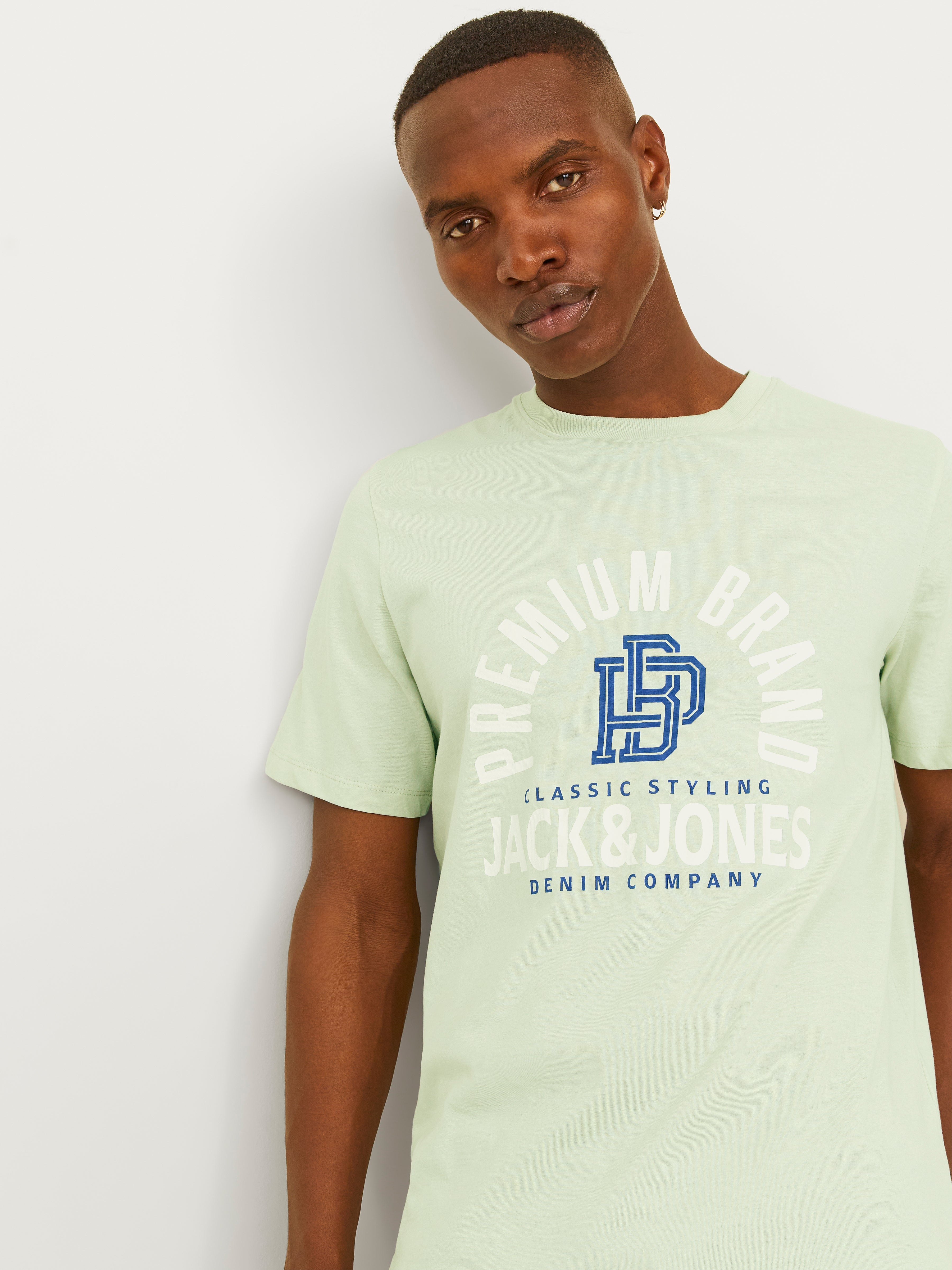 Jack & Jones Gedruckt Rundhals T-shirt -Green Tint - 12255165