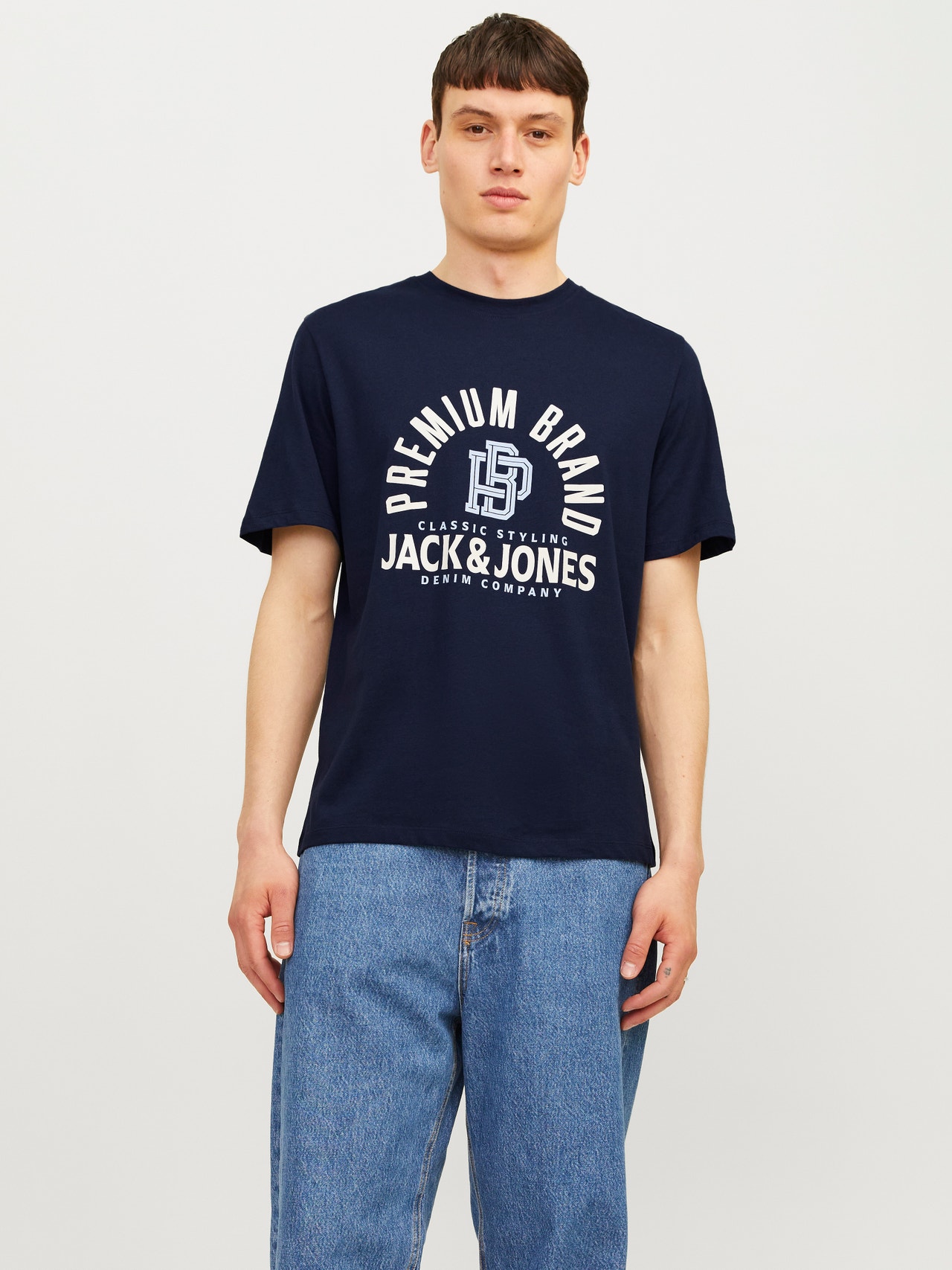 Jack & Jones Gedrukt Ronde hals T-shirt -Navy Blazer - 12255165