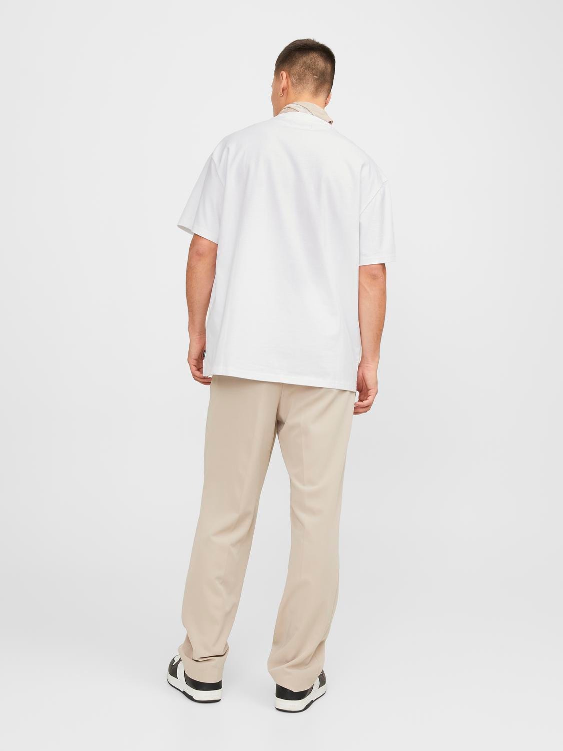 Jack & Jones Enfärgat Rundringning T-shirt -White - 12255176
