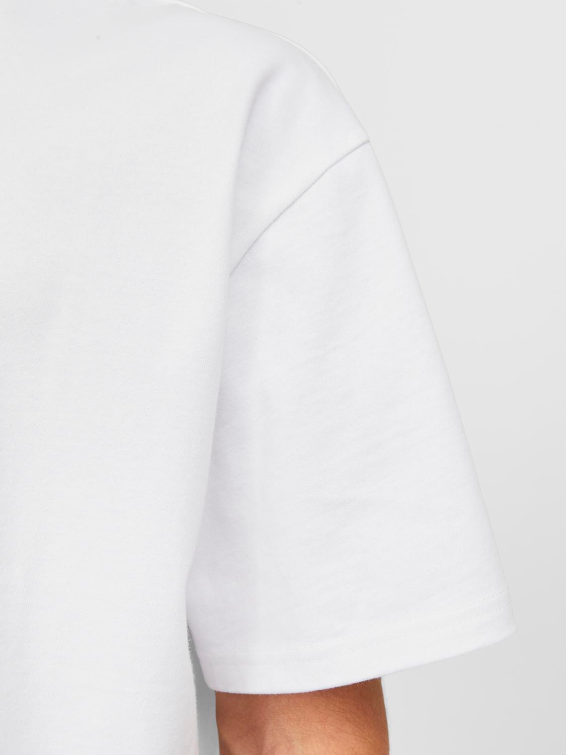 Jack & Jones Gładki Okrągły dekolt T-shirt -White - 12255176