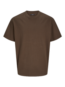 Jack & Jones Yksivärinen Pyöreä pääntie T-paita -Chocolate Brown - 12255176