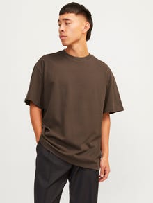 Jack & Jones Vienspalvis Apskritas kaklas Marškinėliai -Chocolate Brown - 12255176