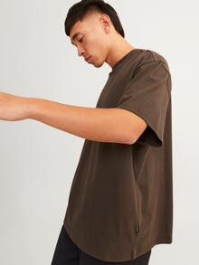 Jack & Jones Vienspalvis Apskritas kaklas Marškinėliai -Chocolate Brown - 12255176