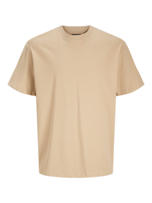 Jack & Jones Ensfarvet Crew neck T-shirt -Travertine - 12255176