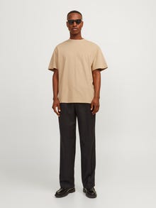 Jack & Jones Ühevärviline Ümmargune kaelus T-särk -Travertine - 12255176