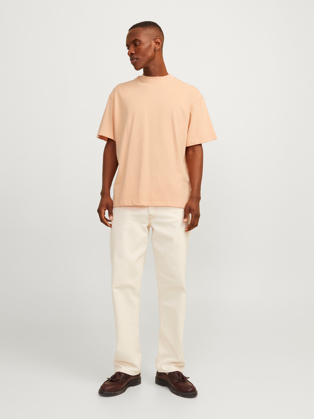 Jack & Jones Vienspalvis Apskritas kaklas Marškinėliai -Peach Nougat  - 12255176