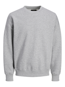 Jack & Jones Plain Crew neck Sweatshirt -Light Grey Melange - 12255177