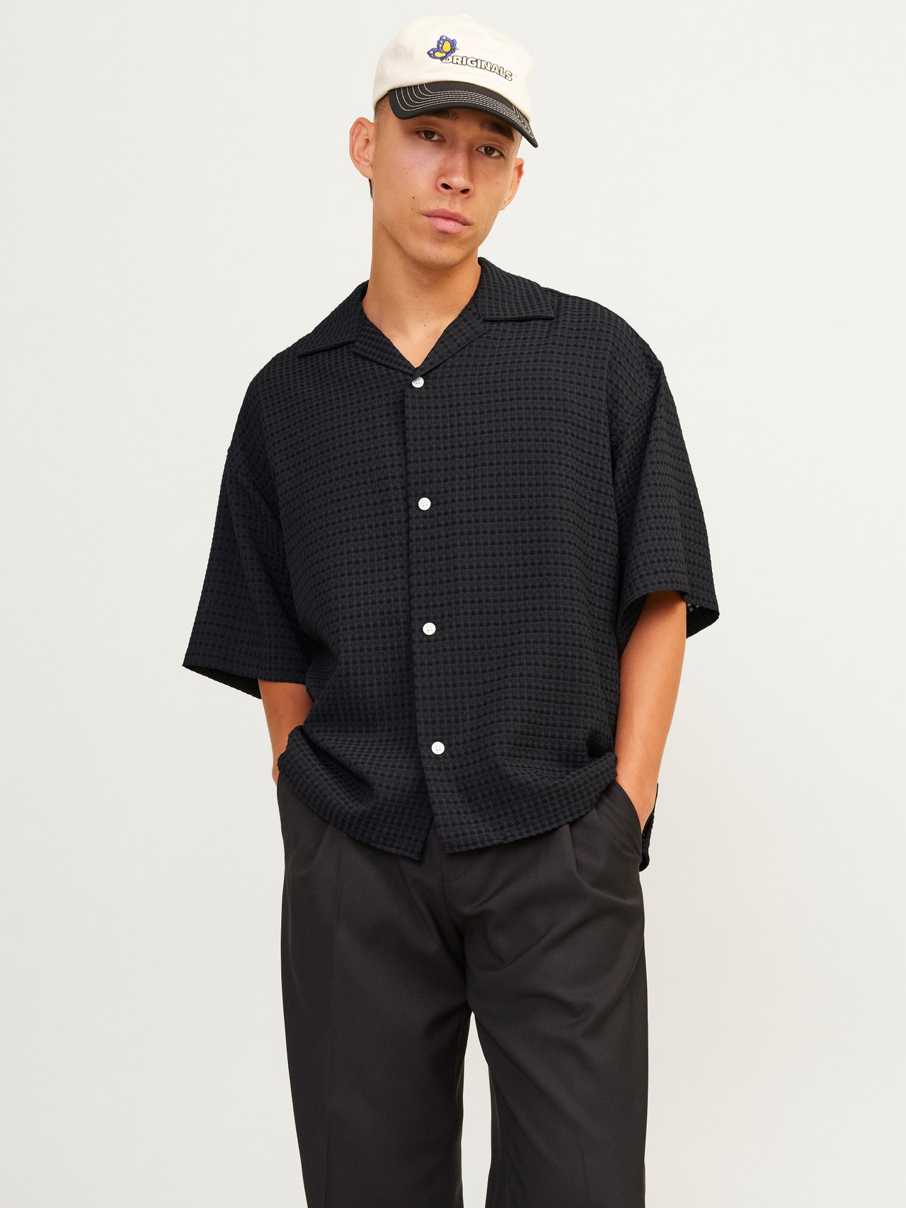 Jack & Jones Wide Fit Resort shirt -Black - 12255225