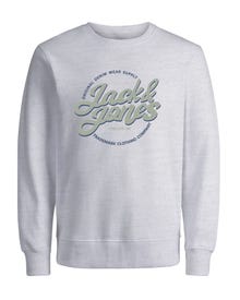 Jack & Jones Printet Sweatshirt med rund hals Til drenge -White Melange - 12255256