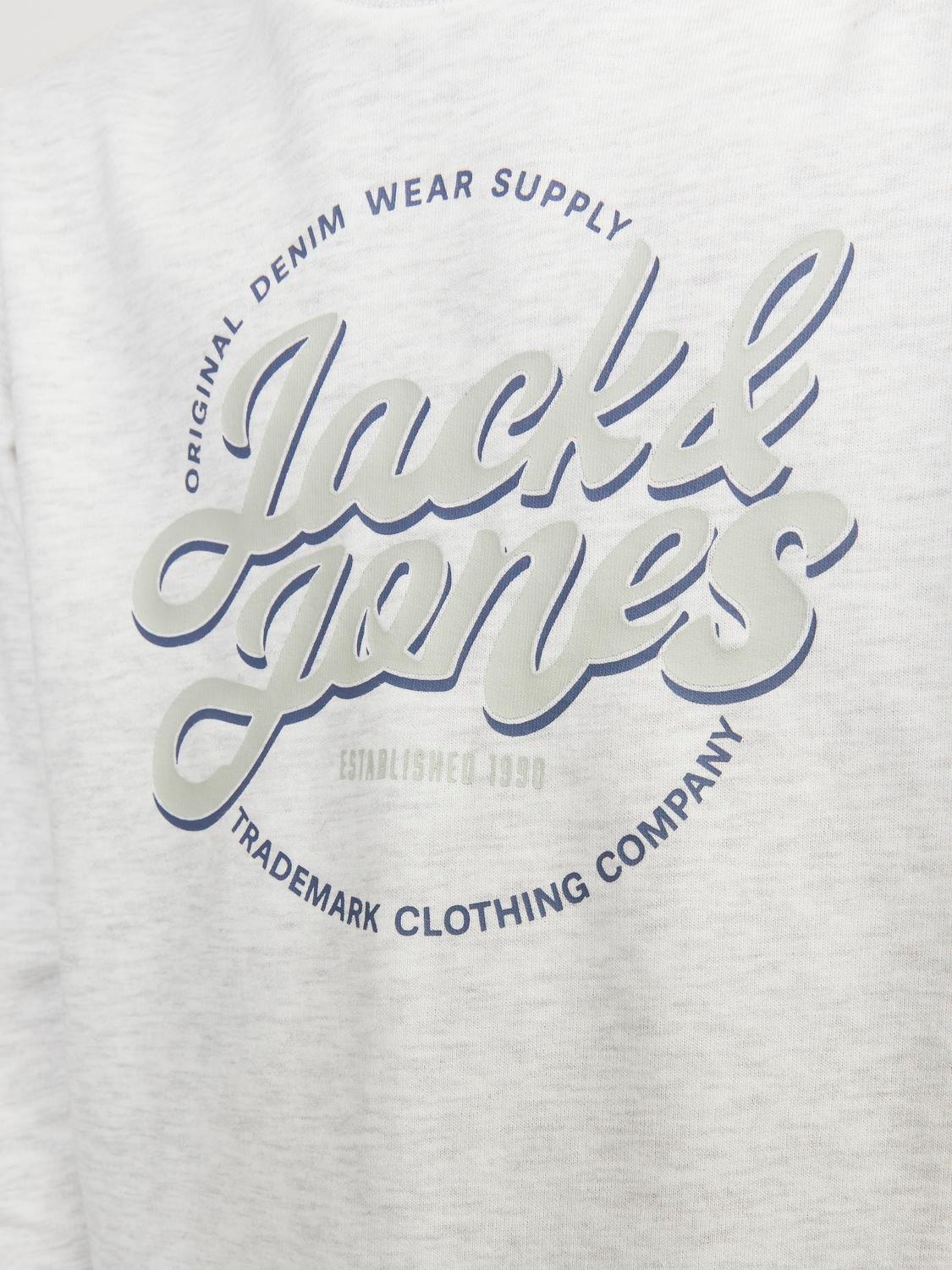 Jack & Jones Printed Crew neck Sweatshirt For boys -White Melange - 12255256
