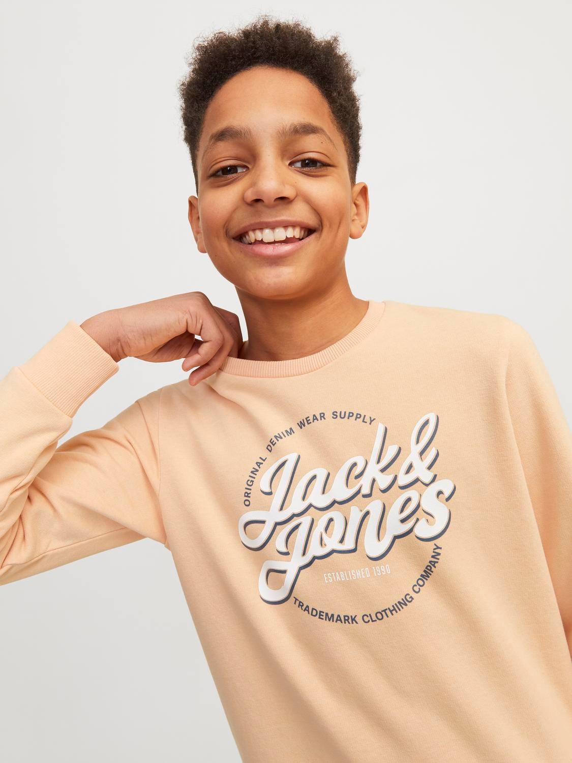 Jack & Jones Printed Crew neck Sweatshirt For boys -Apricot Ice  - 12255256