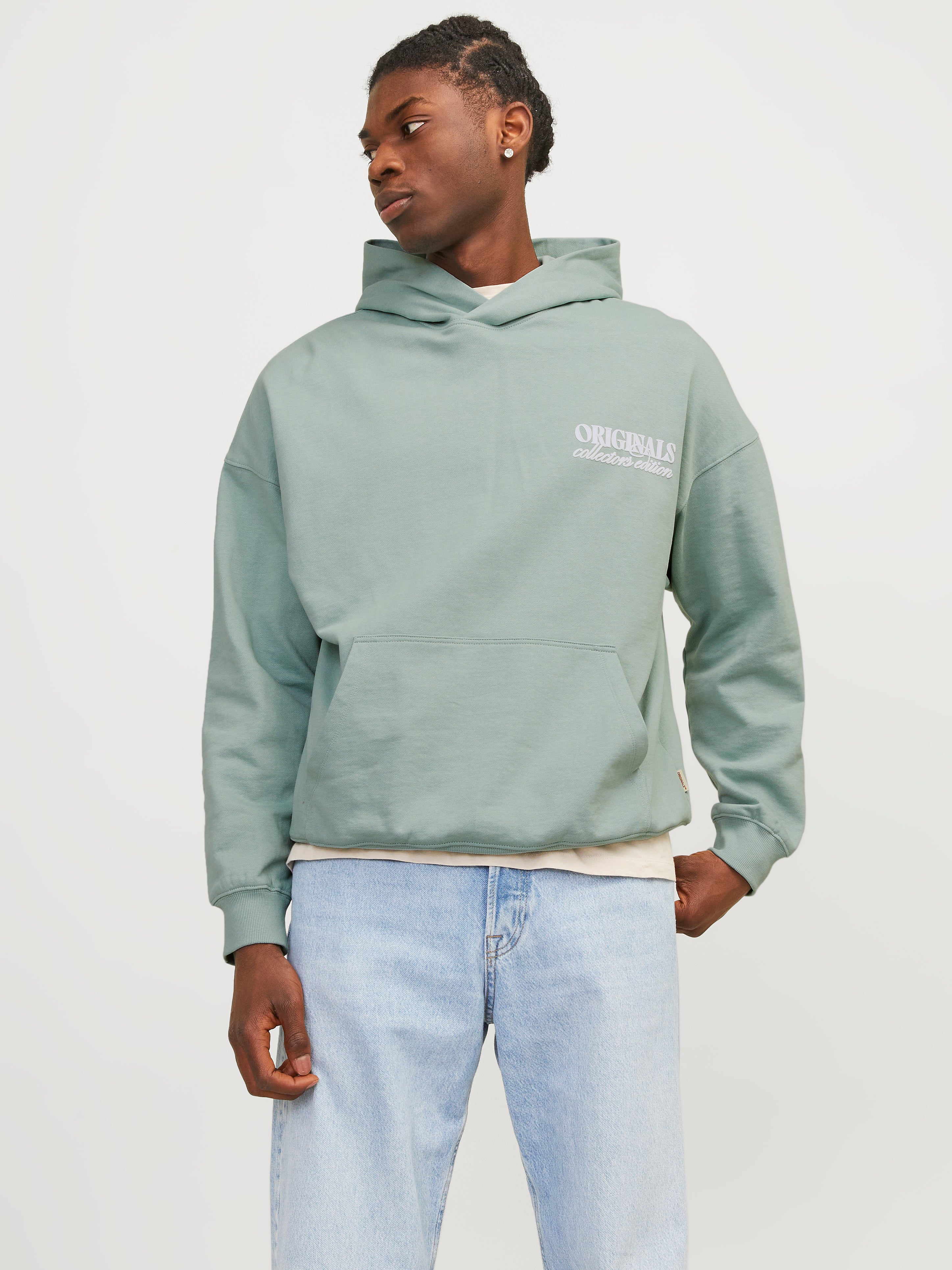 Gedruckt Kapuzenpullover | Mittelgrün | Jack & Jones®
