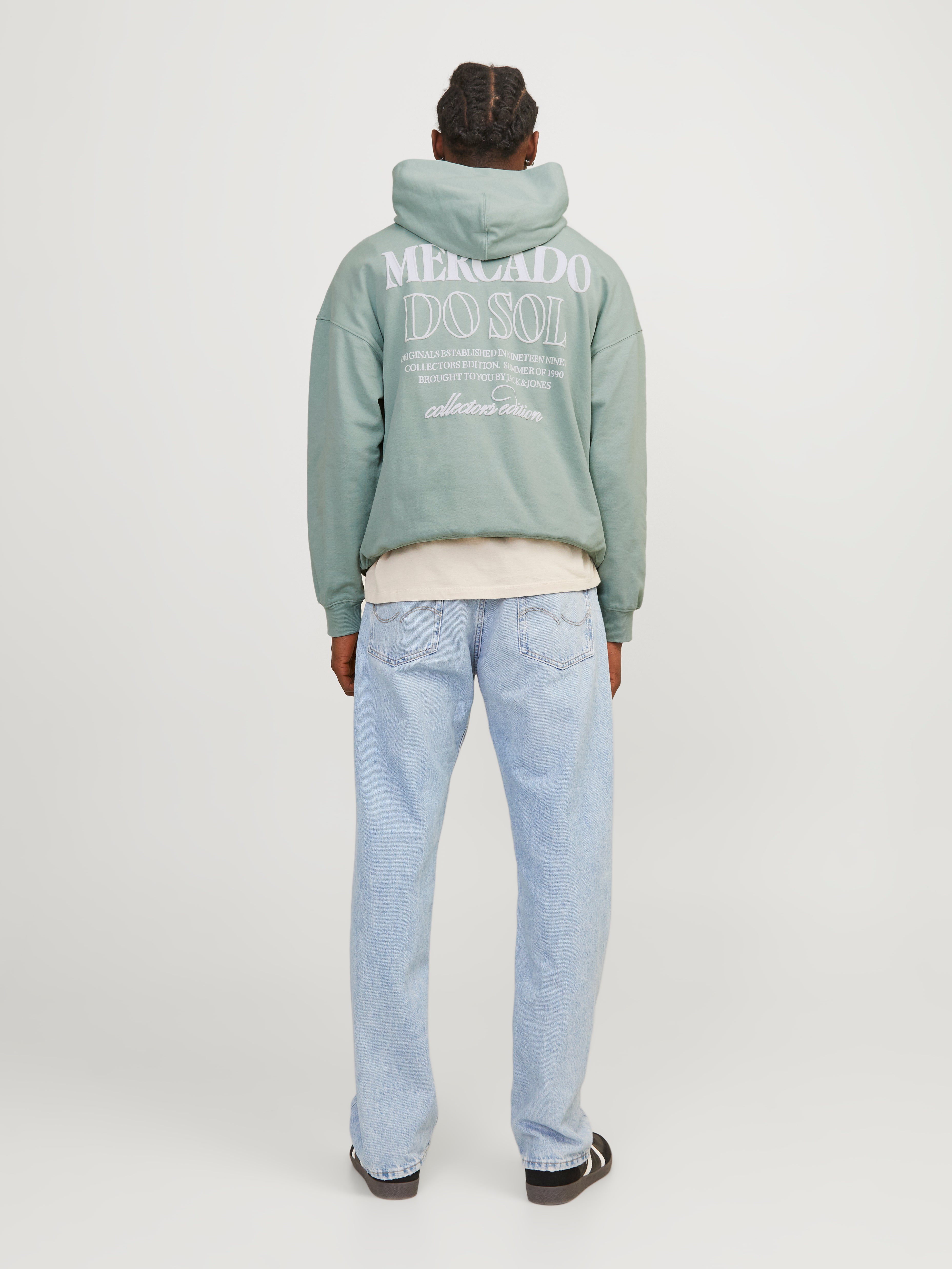 Gedruckt Kapuzenpullover | Mittelgrün | Jack & Jones®