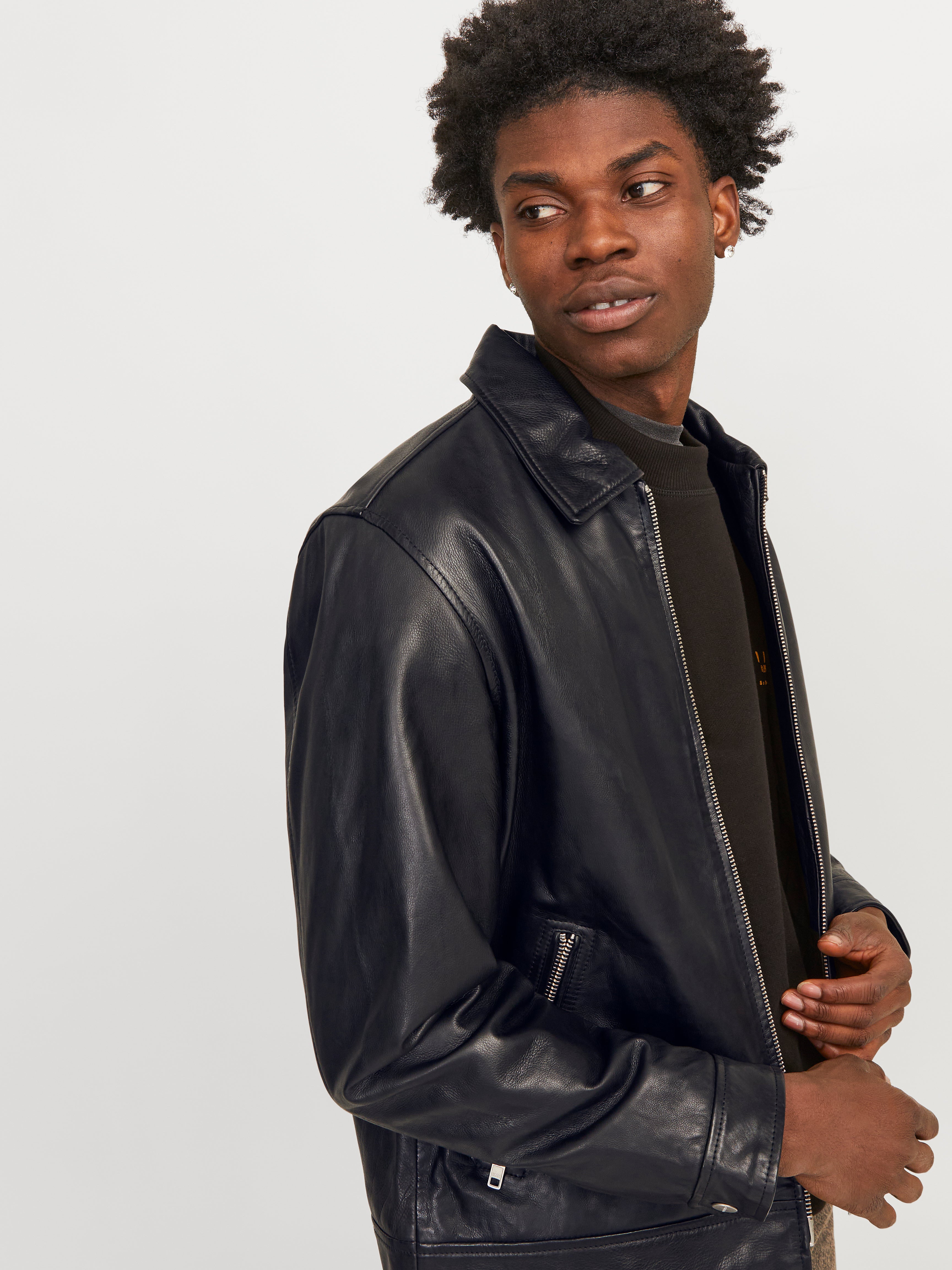 Jack and jones core leather jacket best sale