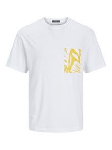 Jack & Jones Printed Crew neck T-shirt -Bright White - 12255376