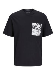 Jack & Jones Nyomott mintás Környak Trikó -Black - 12255376