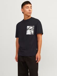 Jack & Jones Nyomott mintás Környak Trikó -Black - 12255376