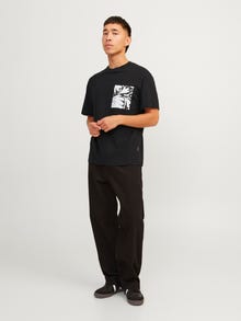 Jack & Jones Nyomott mintás Környak Trikó -Black - 12255376