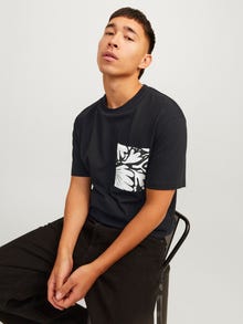 Jack & Jones Spausdintas raštas Apskritas kaklas Marškinėliai -Black - 12255376