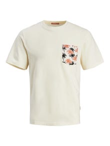 Jack & Jones Printet Crew neck T-shirt -Buttercream - 12255388