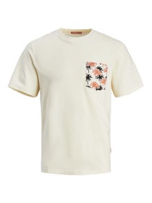 Jack & Jones Spausdintas raštas Apskritas kaklas Marškinėliai -Buttercream - 12255388