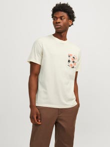 Jack & Jones Nyomott mintás Környak Trikó -Buttercream - 12255388