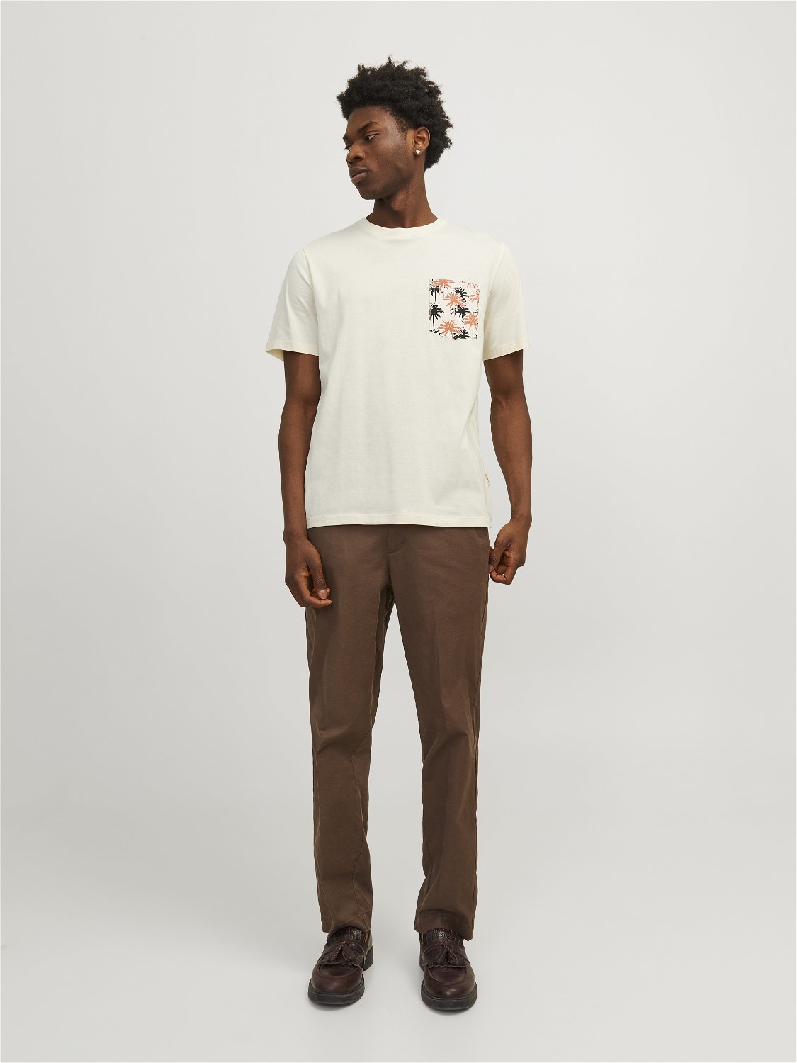 Jack & Jones Trükitud Ümmargune kaelus T-särk -Buttercream - 12255388