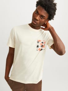 Jack & Jones Nyomott mintás Környak Trikó -Buttercream - 12255388