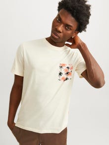 Jack & Jones Printed Crew neck T-shirt -Buttercream - 12255388
