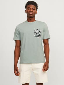 Jack & Jones Nyomott mintás Környak Trikó -Gray Mist - 12255388