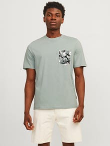 Jack & Jones Printed Crew Neck T-shirt -Gray Mist - 12255388