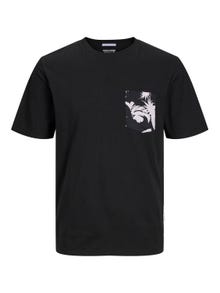 Jack & Jones Painettu Pyöreä pääntie T-paita -Black - 12255388
