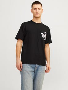 Jack & Jones Nyomott mintás Környak Trikó -Black - 12255388