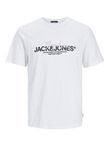 Jack & Jones Trükitud Ümmargune kaelus T-särk -Bright White - 12255452