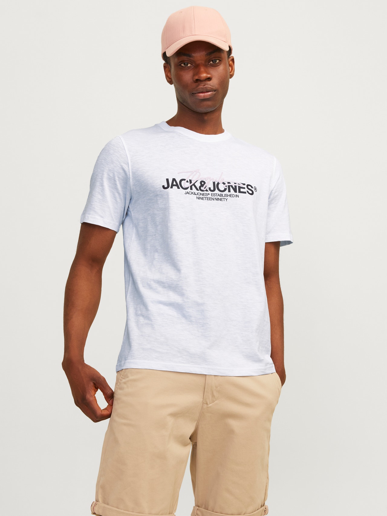 Jack & Jones Painettu Pyöreä pääntie T-paita -Bright White - 12255452